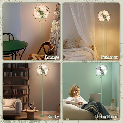 مصباح أرضي على شكل زهرة لغرفة المعيشة، مصباح أرضي كريستالي طويل مع 6 مصابيح LED، مصابيح أرضية على شكل زهور خضراء مع 3 درجات حرارة ألوان، مصباح قائم حديث مشرق لغرفة النوم، ديكور المنزل المكتبي in Kuwait