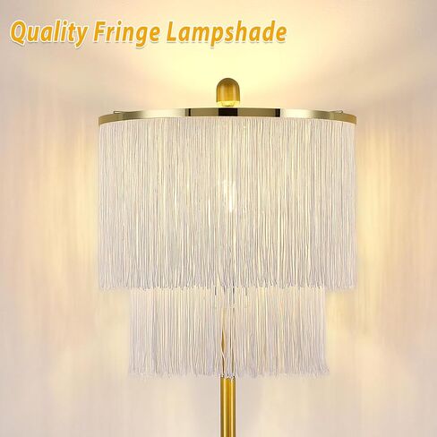 Dimmable Boho Tassel Floor Lamp with Remote Control for Living Room, 63" Tall Fringe Standing Bedroom Lamp with 3 Color Temperature Adjustment, Modern Stand Up Corner Lamp with Tassel Lampshade in Saudi Arabia
