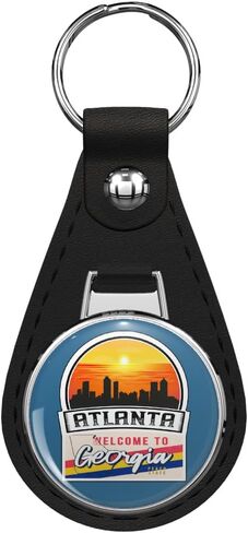 Atlanta Welcome to Georgia Peach State | Georgia State and Cities Series 6 Black Leather Key Chain Keychain in Saudi Arabia