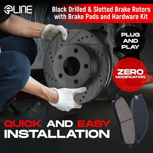 R1 Concepts طقم فرامل أمامية وخلفية لسيارة فولكس فاجن GTI 2015-2021| دوارات الفرامل المشقوقة المحفورة| طقم دوّارات ووسادات فرامل OEP الأمثل in Saudi Arabia