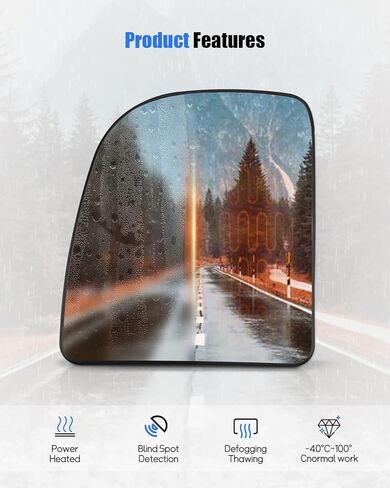 Driver Side Mirror Fit for Ford F250 F350 F450 1999-2007/ E150 2002-2004/ E350 2002-2019/ E450 2002-2017/ Excursion 2000-2005，Left Side Upper Mirror Glass 4C3Z17K707-AC in Kuwait