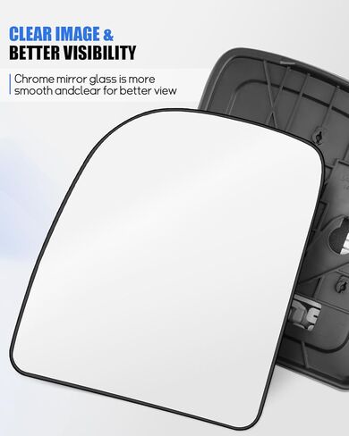 Driver Side Mirror Fit for Ford F250 F350 F450 1999-2007/ E150 2002-2004/ E350 2002-2019/ E450 2002-2017/ Excursion 2000-2005，Left Side Upper Mirror Glass 4C3Z17K707-AC in Kuwait