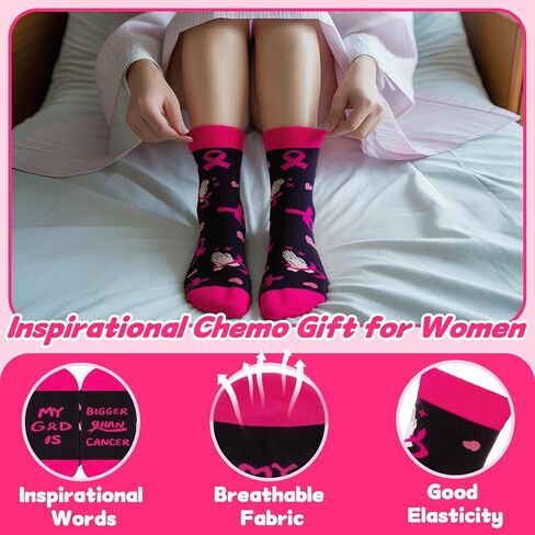 Breast Cancer Care Gifts for Women, Breast Cancer Socks – Comfort Gifts for Chemo Patients Warriors & Survivors in Saudi Arabia