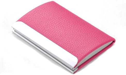 SagaSave Business Card Holder Professional Stainless Steel Name Card Case PU Leather Credit Card Wallet with Magnetic Closure for Men & Women (rose red) in Saudi Arabia