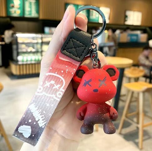 Colorful Bear Keychains Creative Woven Ropes Resin Animal Pendants Charm Accessory Car Keychain in Saudi Arabia