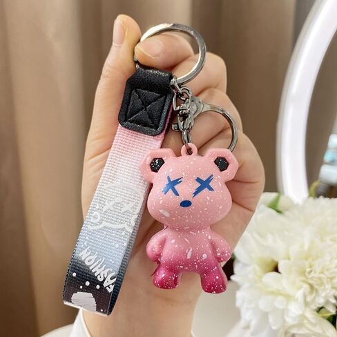Colorful Bear Keychains Creative Woven Ropes Resin Animal Pendants Charm Accessory Car Keychain in Saudi Arabia