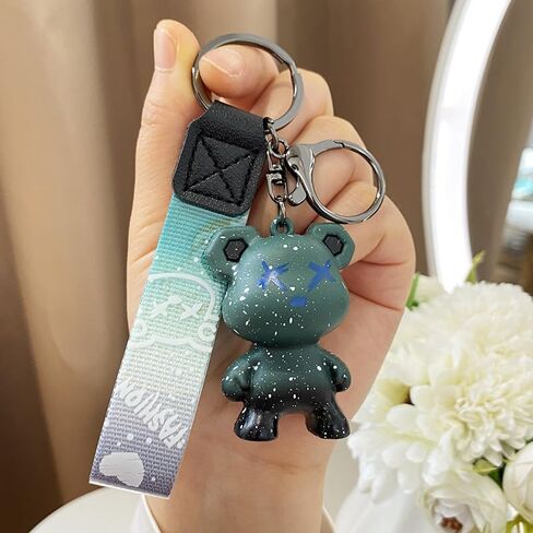 Colorful Bear Keychains Creative Woven Ropes Resin Animal Pendants Charm Accessory Car Keychain in Saudi Arabia