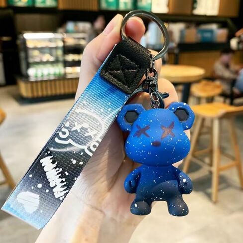 Colorful Bear Keychains Creative Woven Ropes Resin Animal Pendants Charm Accessory Car Keychain in Saudi Arabia