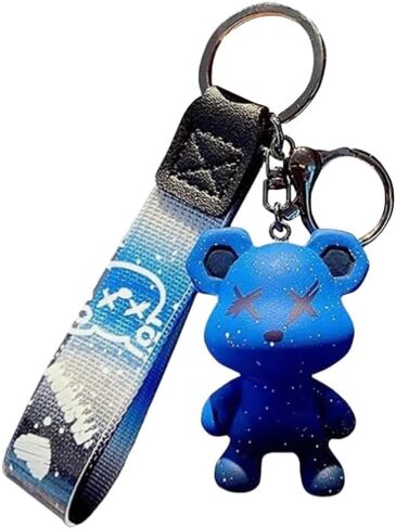 Colorful Bear Keychains Creative Woven Ropes Resin Animal Pendants Charm Accessory Car Keychain in Saudi Arabia