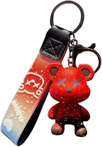 Colorful Bear Keychains Creative Woven Ropes Resin Animal Pendants Charm Accessory Car Keychain in Saudi Arabia