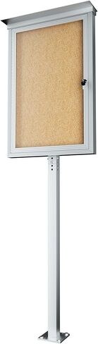 INNOVART Standing Enclosed Bulletin Board 36"x24", Outdoor Lockable Community Sign with Aluminum Frame and Metal Pole, Enclosed Bulletin Board Weatherproof, Information Cabinet Display Case with Door in Kuwait