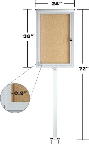 INNOVART Standing Enclosed Bulletin Board 36"x24", Outdoor Lockable Community Sign with Aluminum Frame and Metal Pole, Enclosed Bulletin Board Weatherproof, Information Cabinet Display Case with Door in Kuwait