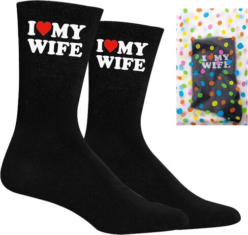 I Love My Wife Sock, Funny Gifts For Men Boyfriend Gifts Wedding Husband Groom Gift Soft Cotton Birthday Present in Saudi Arabia