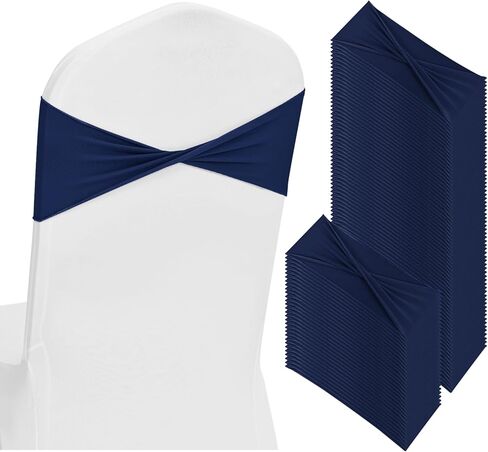 Pesonlook 100 حزمة من ألياف لدنة كرسي أوشاح أقواس تمتد مرنة سوداء كرسي الطعام العصابات العلاقات دون مشبك كرسي الزينة غطاء العصابات لحفل الزفاف، حزب، مأدبة احتفال in Kuwait