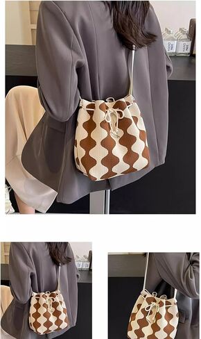 Bucket purses for women crochet purse small bucket bag drawstring bucket Ladies' leisure shoulder bag in Saudi Arabia