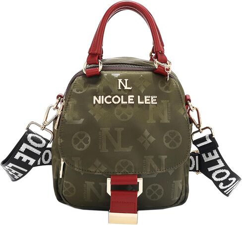 Nicole Lee Multi-Wear Dome Shoulder Bag, Polyester with Vegan Leather, Dual Compartments in Kuwait