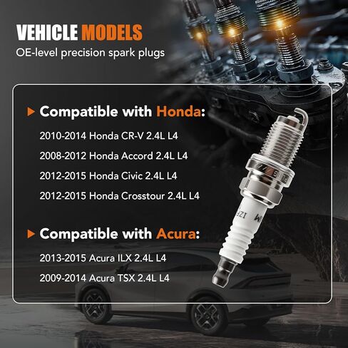 4 Pack Iridium Spark Plugs 5787 ILZKR7B-11S for Honda Accord 2008 2009 2010 2011 2012, CRV CR V 2010-2014, Civic Crosstour 2012 2013 2014 2015, Acura TSX 2009-2014, ILX 2013 2014 2015 2.4L L4 in Saudi Arabia