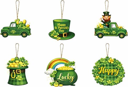 24 Pcs St. Patrick's Day Tree Ornaments Wooden Shamrock Gnome Ornaments for Tree Green Irish Hanging St. Patrick's Day Decorations Saint Patrick's Day Decor for Small Trees Craft Home Party in Kuwait