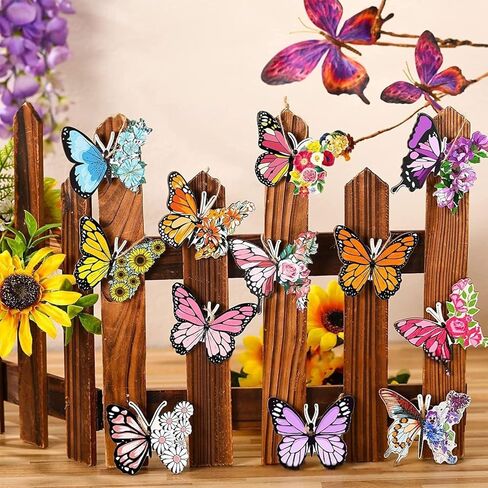 36Pcs Butterfly Ornaments for Tree Hanging Butterflies Wooden Decorations with String for Farmhouse Hanging Tree Summer Party Favors Supplies Birthday Home Decoration in Kuwait