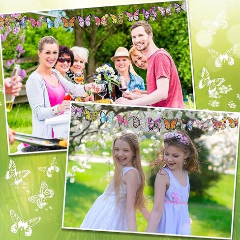 36Pcs Butterfly Ornaments for Tree Hanging Butterflies Wooden Decorations with String for Farmhouse Hanging Tree Summer Party Favors Supplies Birthday Home Decoration in Kuwait