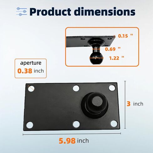 Trailer Tongue Ball Plate (48388) - Hitch Ball Mount Replacement, Heavy Duty Coupler Plate with Reinforced Design for Towing Safety Replacement for eaz Lift Hitch Parts in Kuwait