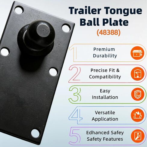 Trailer Tongue Ball Plate (48388) - Hitch Ball Mount Replacement, Heavy Duty Coupler Plate with Reinforced Design for Towing Safety Replacement for eaz Lift Hitch Parts in Kuwait