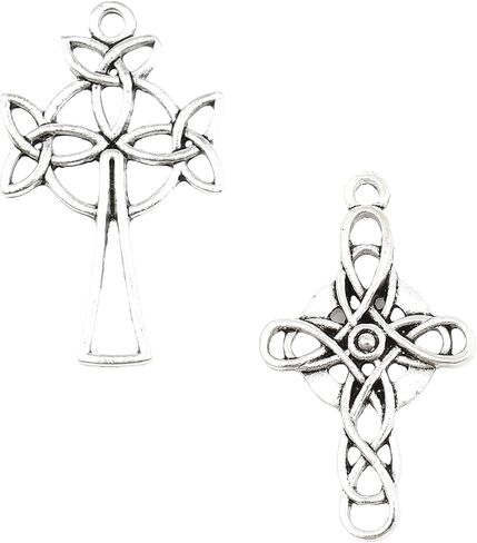 JGFinds Celtic Cross Antiqued Silver Tone Charm Set A, 40 Pack (20 of Each) in Kuwait