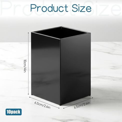 10 قطع من حامل أقلام الأكريليك، حامل أقلام أسود للمكتب وحاملات فرش الماكياج من الأكريليك مقاس 2.6 × 2.6 × 4 بوصة، كوب منظم للأقلام للمكتب والمدرسة واللوازم المنزلية in Kuwait