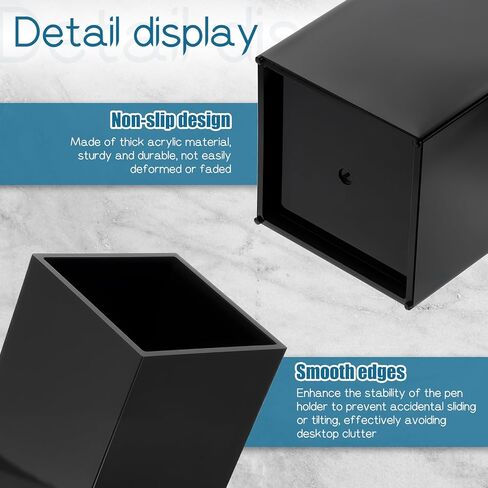 10 قطع من حامل أقلام الأكريليك، حامل أقلام أسود للمكتب وحاملات فرش الماكياج من الأكريليك مقاس 2.6 × 2.6 × 4 بوصة، كوب منظم للأقلام للمكتب والمدرسة واللوازم المنزلية in Kuwait