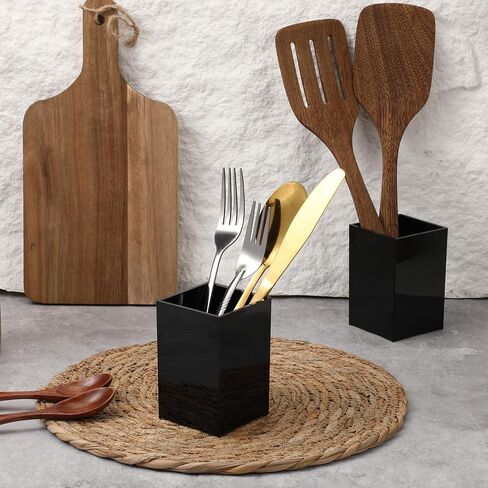 10 قطع من حامل أقلام الأكريليك، حامل أقلام أسود للمكتب وحاملات فرش الماكياج من الأكريليك مقاس 2.6 × 2.6 × 4 بوصة، كوب منظم للأقلام للمكتب والمدرسة واللوازم المنزلية in Kuwait