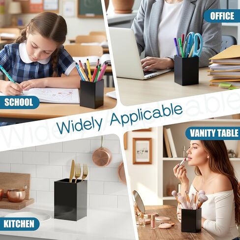10 قطع من حامل أقلام الأكريليك، حامل أقلام أسود للمكتب وحاملات فرش الماكياج من الأكريليك مقاس 2.6 × 2.6 × 4 بوصة، كوب منظم للأقلام للمكتب والمدرسة واللوازم المنزلية in Kuwait