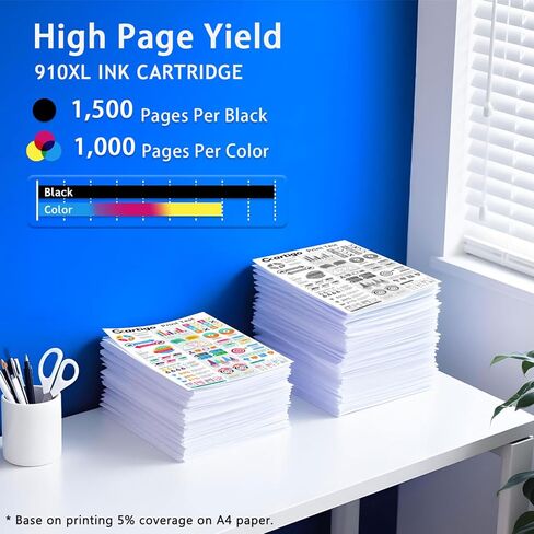 910XL High Yield Ink Cartridges Combo Pack (Black/Cyan/Magenta/Yellow 4-Pack) Compatible for HP 910XL HP910 HP910XL Replacement for Office Jet Pro 8020 8025 8028 8010 OfficeJet 8015 8022 Printers in Kuwait