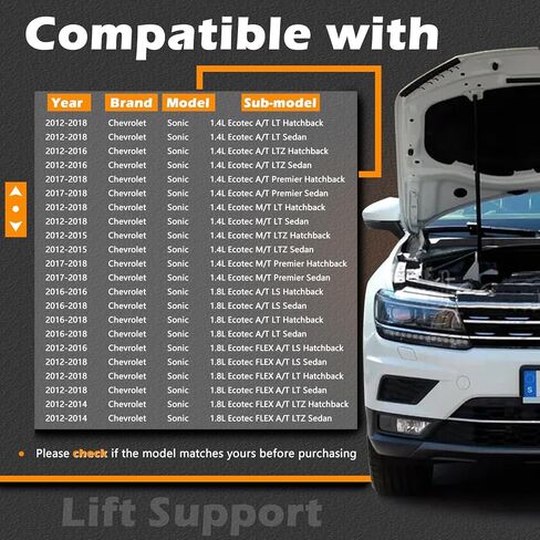 2 Pcs 19.11 in Liftgate Trunk Struts Lift Supports Compatible with Chevrolet 12-19 Sonic Shock Gas Spring Cylinder Rear Back Tailgate Hatch Replaces 95152165 95470709 95152166 95470710 in Saudi Arabia