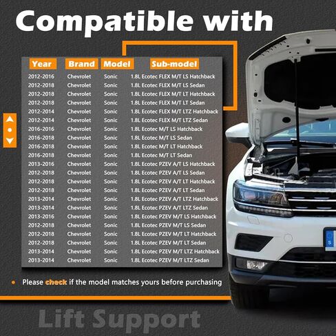 2 Pcs 19.11 in Liftgate Trunk Struts Lift Supports Compatible with Chevrolet 12-19 Sonic Shock Gas Spring Cylinder Rear Back Tailgate Hatch Replaces 95152165 95470709 95152166 95470710 in Saudi Arabia