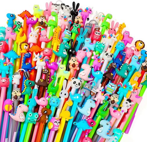 Handepo Cute Cartoon Gel Ink Animal Writing Pens 0.5 mm Black Ink Cool Kawaii Fun Novelty Pens for Kids School Office Home Supplies Student Kids Gift, 50 Assorted Styles(100 Pcs) in Saudi Arabia