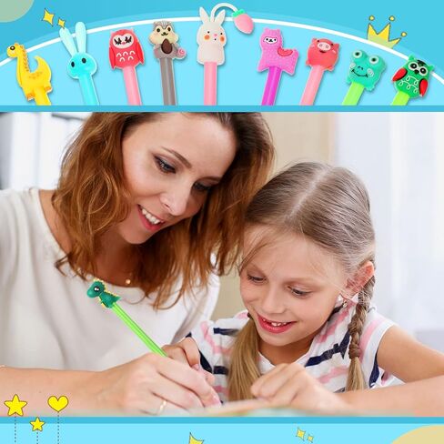 Handepo Cute Cartoon Gel Ink Animal Writing Pens 0.5 mm Black Ink Cool Kawaii Fun Novelty Pens for Kids School Office Home Supplies Student Kids Gift, 50 Assorted Styles(100 Pcs) in Saudi Arabia