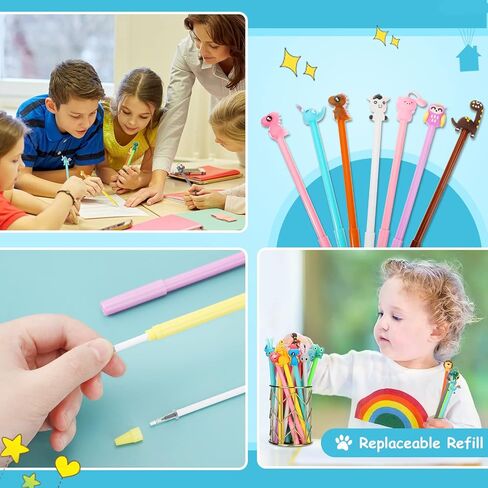 Handepo Cute Cartoon Gel Ink Animal Writing Pens 0.5 mm Black Ink Cool Kawaii Fun Novelty Pens for Kids School Office Home Supplies Student Kids Gift, 50 Assorted Styles(100 Pcs) in Saudi Arabia