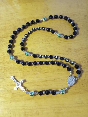 Personalized with Name Rosary Beads Crucifix * Prayer Meditation Beads * Jesus * Baptism * Christening * Black beads with accent color of your choice in Saudi Arabia
