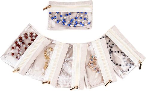 6 Pcs Small Travel Jewelry Bags, 3.1 x 4.8 Inches Travel Jewelry Case, Jewelry Pouch Bag, Zipper Pockets Storage Bag Organizer Case in Saudi Arabia