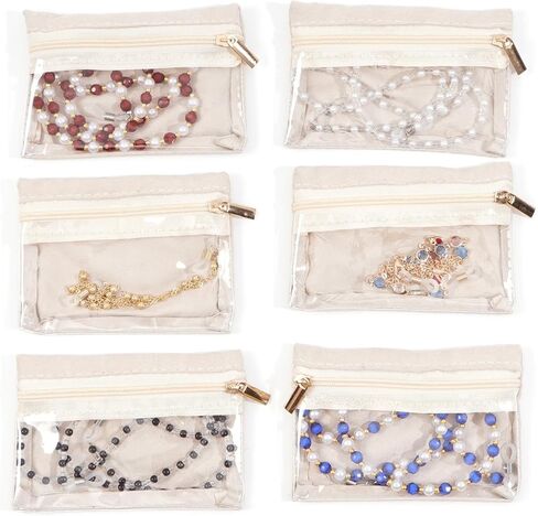 6 Pcs Small Travel Jewelry Bags, 3.1 x 4.8 Inches Travel Jewelry Case, Jewelry Pouch Bag, Zipper Pockets Storage Bag Organizer Case in Saudi Arabia