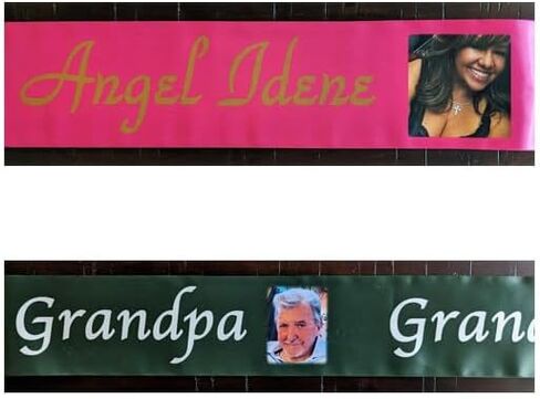 شريط جنازة تذكاري مخصص ومطبوع حسب الطلب مع إكليل صور اختياري غير متضمن بطول 5 أقدام in Kuwait