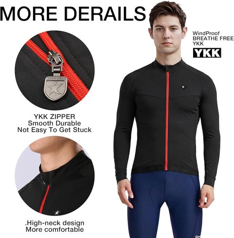 Men's Winter Long-Sleeved Cycling Jacket Fleece Cycling Top Lightweight Windproof in Saudi Arabia