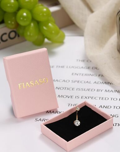 FIASASO البطن زر الدائري الجراحية الصلب التيتانيوم الفضة الاسترليني 14K مطلية بالذهب حلقات زر البطن زركونيا مكعب حلقات البطن مترابطة داخليا 14G مجوهرات ثقب البطن هيبوالرجينيك السرة ثقب المجوهرات للنساء in Kuwait