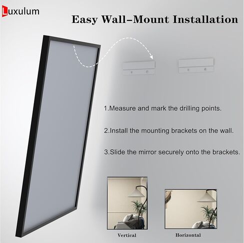 24" x 36" Matte Black Framed Bathroom Mirror for Wall, Rectangular Beveled Vanity Mirror with Aluminum Alloy Frame, Right Angle Corner, HD Reflection, Horizontal or Vertical Mount in Saudi Arabia