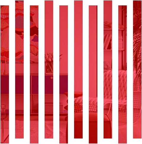 10Pcs DIY Striped Mirror Stickers 1.96" Wide Self Adhesive Removable Long Acrylic Frameless Mirror Sheets for Home Living Room Bedroom DIY Decor (Red) in Saudi Arabia