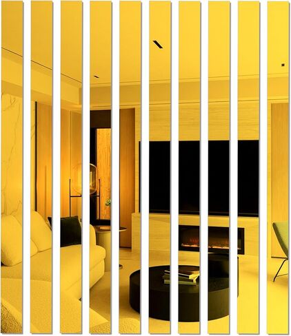 10Pcs DIY Striped Mirror Stickers 1.96" Wide Self Adhesive Removable Long Acrylic Frameless Mirror Sheets for Home Living Room Bedroom DIY Decor (Red) in Saudi Arabia