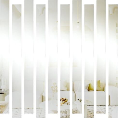 10Pcs DIY Striped Mirror Stickers 1.96" Wide Self Adhesive Removable Long Acrylic Frameless Mirror Sheets for Home Living Room Bedroom DIY Decor (Red) in Saudi Arabia