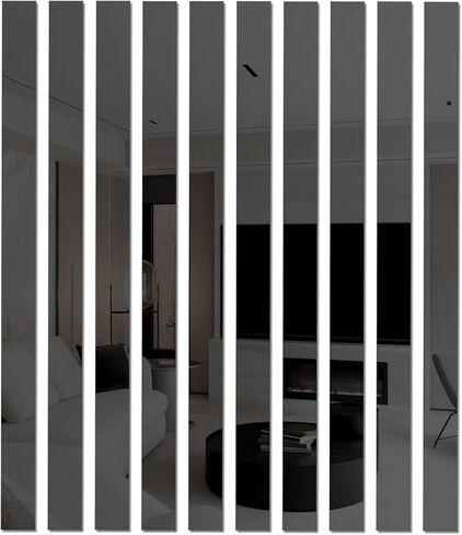 10Pcs DIY Striped Mirror Stickers 1.96" Wide Self Adhesive Removable Long Acrylic Frameless Mirror Sheets for Home Living Room Bedroom DIY Decor (Red) in Saudi Arabia