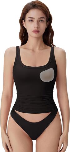 SUUKSESS Women Built in Bra Scoop Neck Tank Tops Double Lined Summer Going Out Camisole Tops in Saudi Arabia