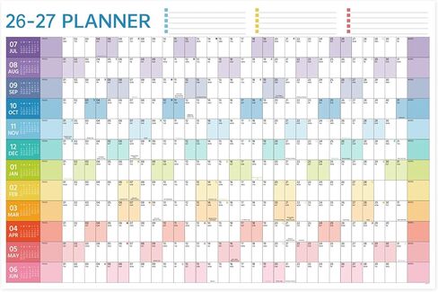 2025-2026 Wall Calendar - Yearly Wall Calendar 2025-2026, July 2025 - June 2026, 23.1"X 34.6" (Open), Full Year Calendar One Page, Annual Year Calendar with Stickers, Holidays in Kuwait